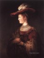 Saskia con vestido pomposo, retrato de Rembrandt